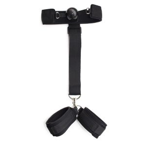 Neck collar and mouth ball gag with cuffs